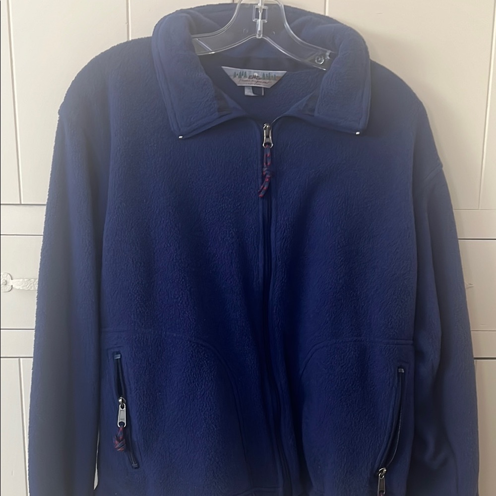 EMS Blue Fleece Jacket with Zip-Up Style and Fold-Down Collar and two zip pocket